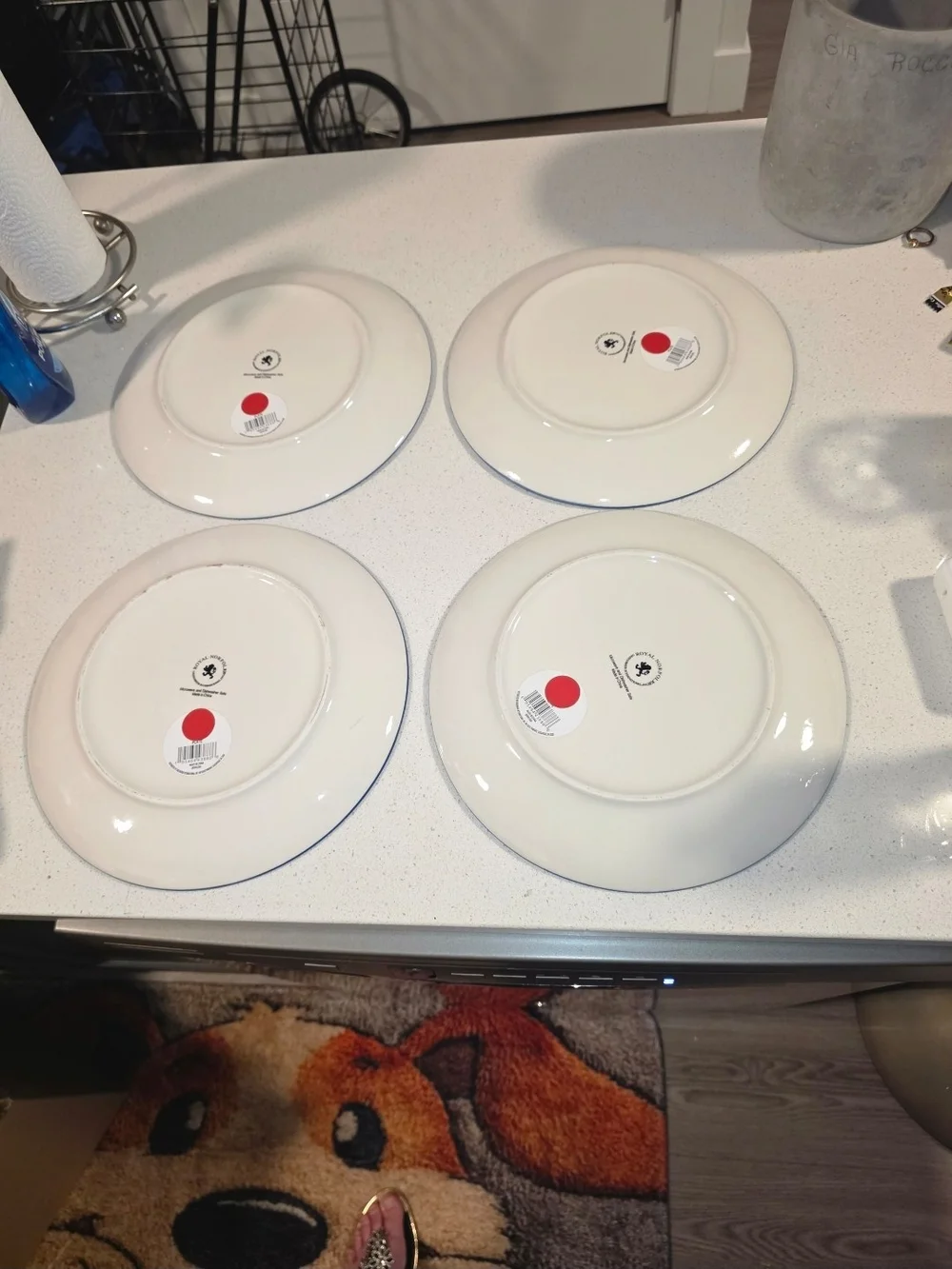 Royal Norfolk  Fall Harvest Ceramic Dinner Plates - Orange, Blue, Cream